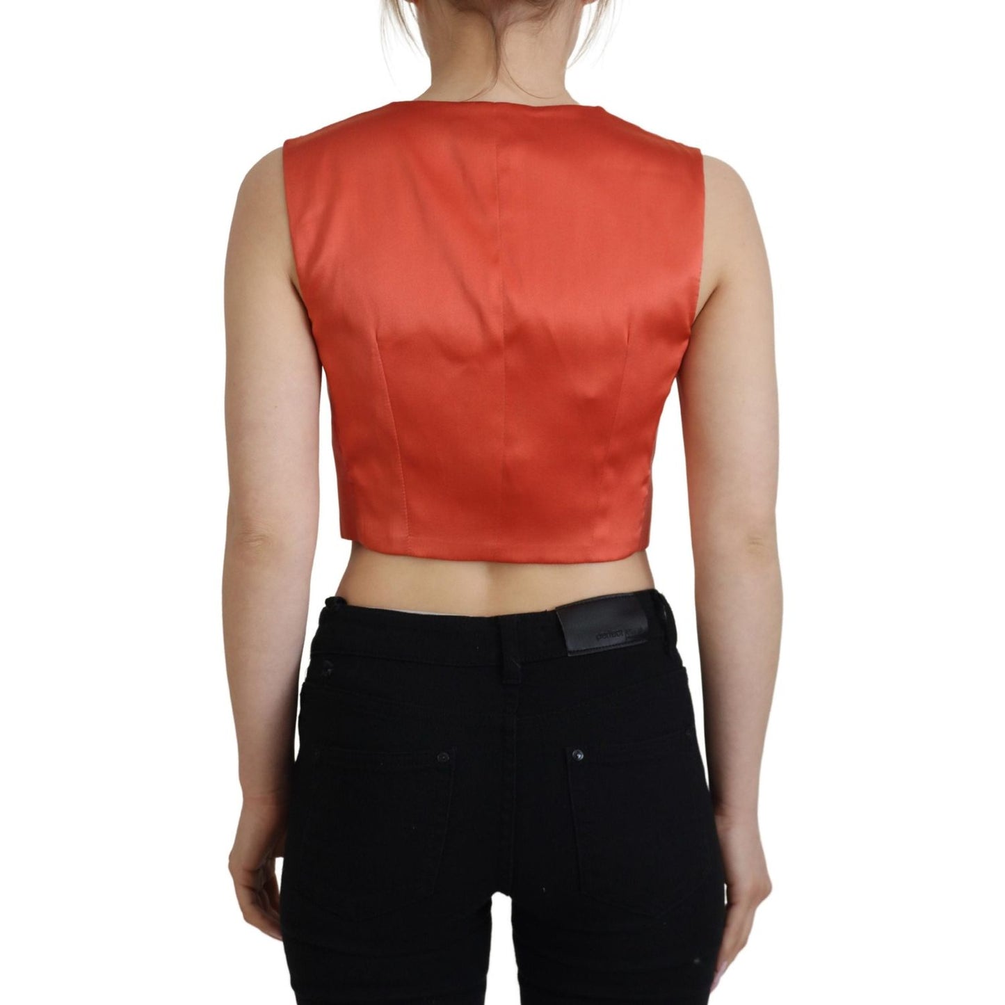 Dolce & Gabbana Orange Sleeveless Waistcoat Cropped Vest Top TSH83310- 40