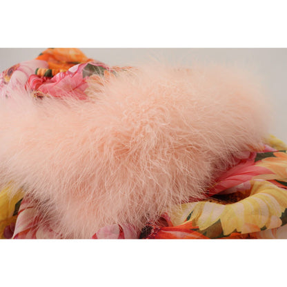 Dolce & Gabbana Multicolor Floral Fur Shearling Blouse Top