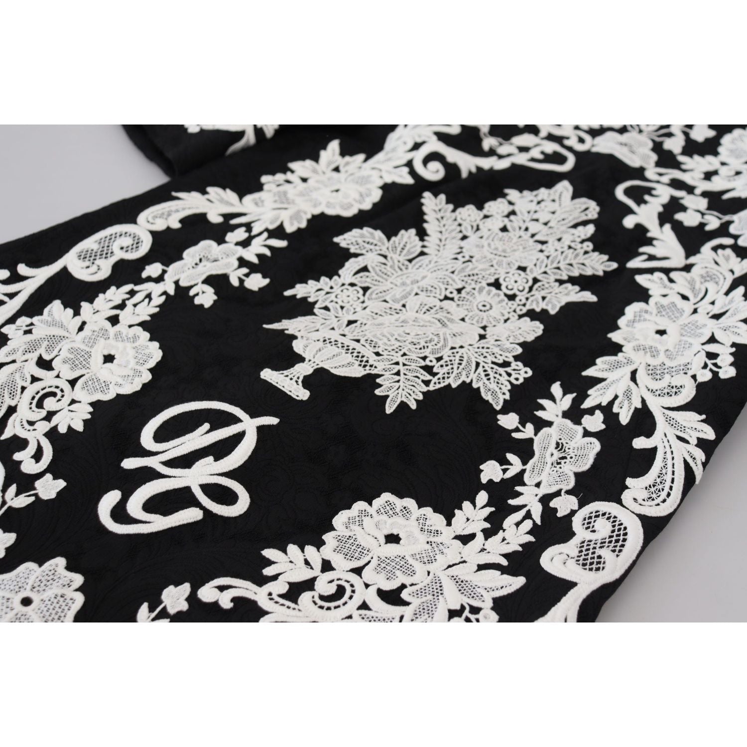 Dolce & Gabbana Black Lace Trim Half Sleeves A-line Dress