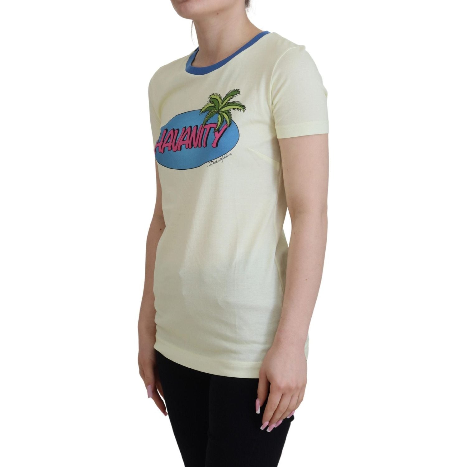 Dolce & Gabbana Yellow Havanity Round Neck Tee Cotton T-shirt