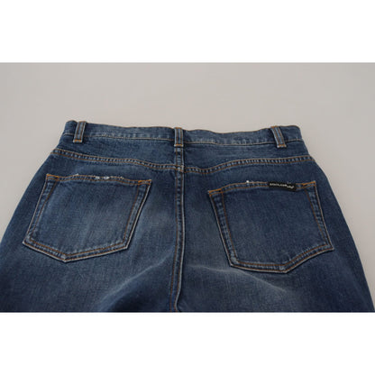 Dolce & Gabbana Blue Cotton High Waist Skinny Denim Jeans