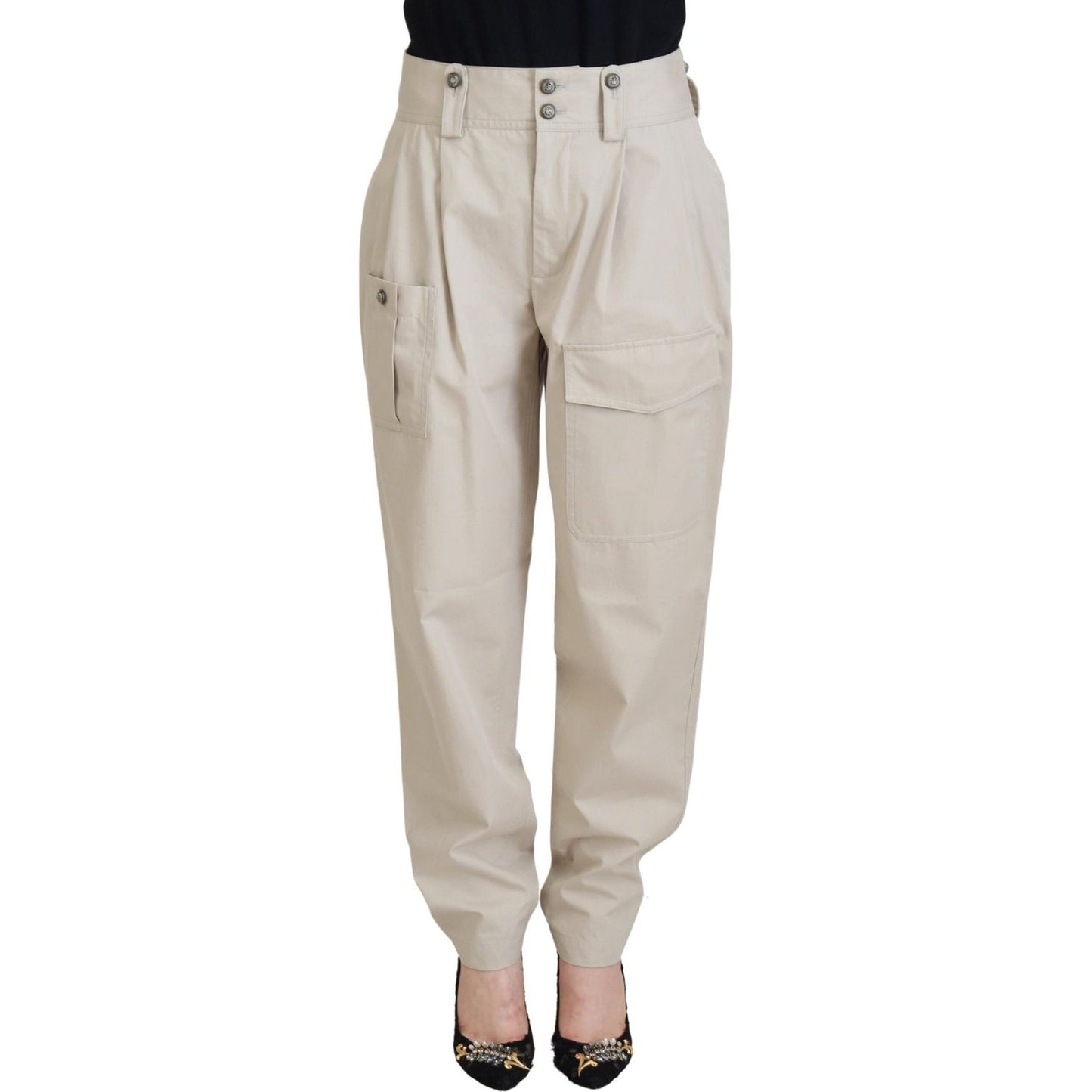 Dolce & Gabbana Beige Cotton Women Cargo Pants Dolce & Gabbana