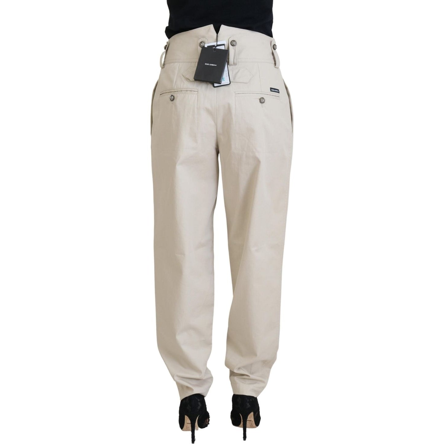Dolce & Gabbana Beige Cotton Women Cargo Pants Dolce & Gabbana