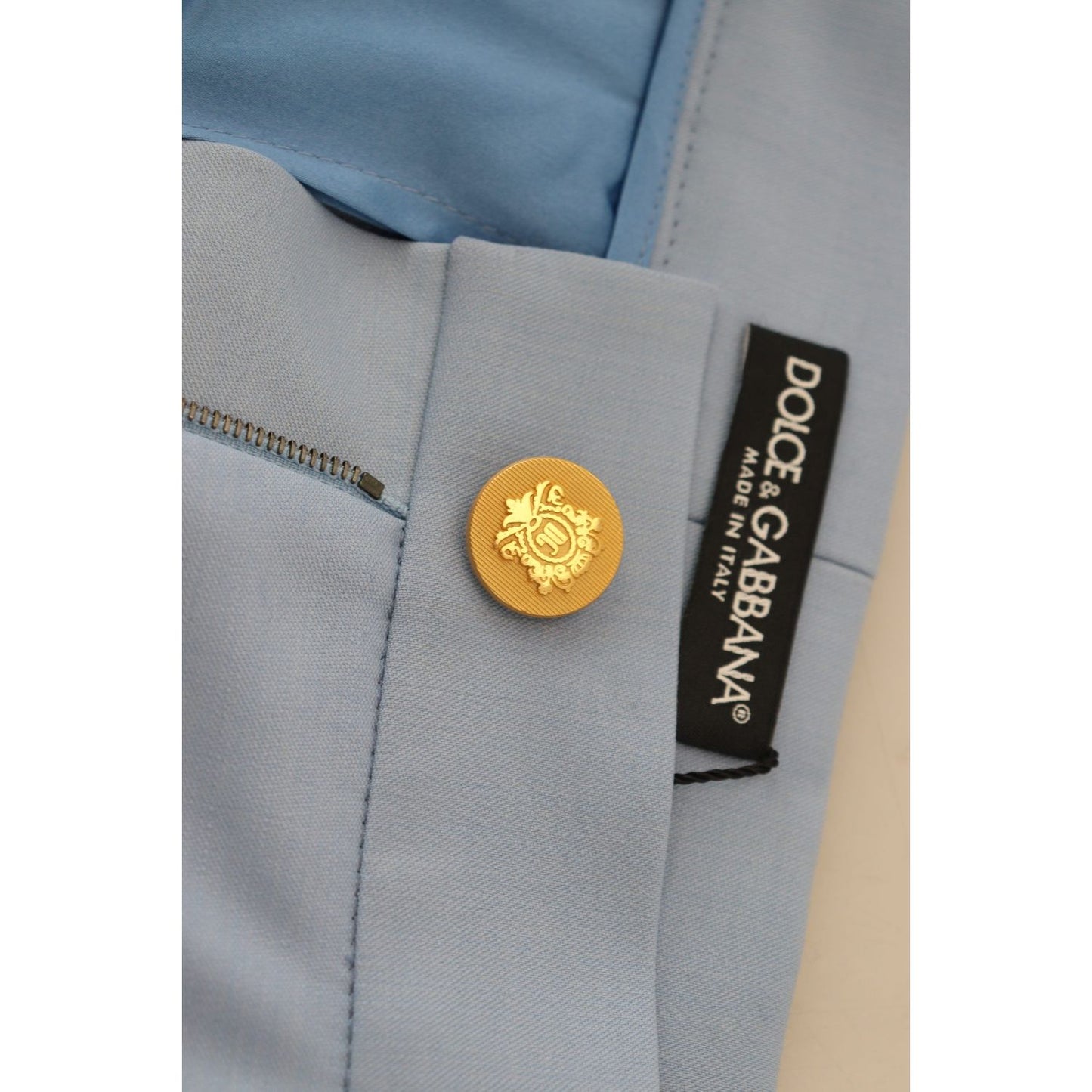 Dolce & Gabbana Light Blue Button Wide Leg Pants