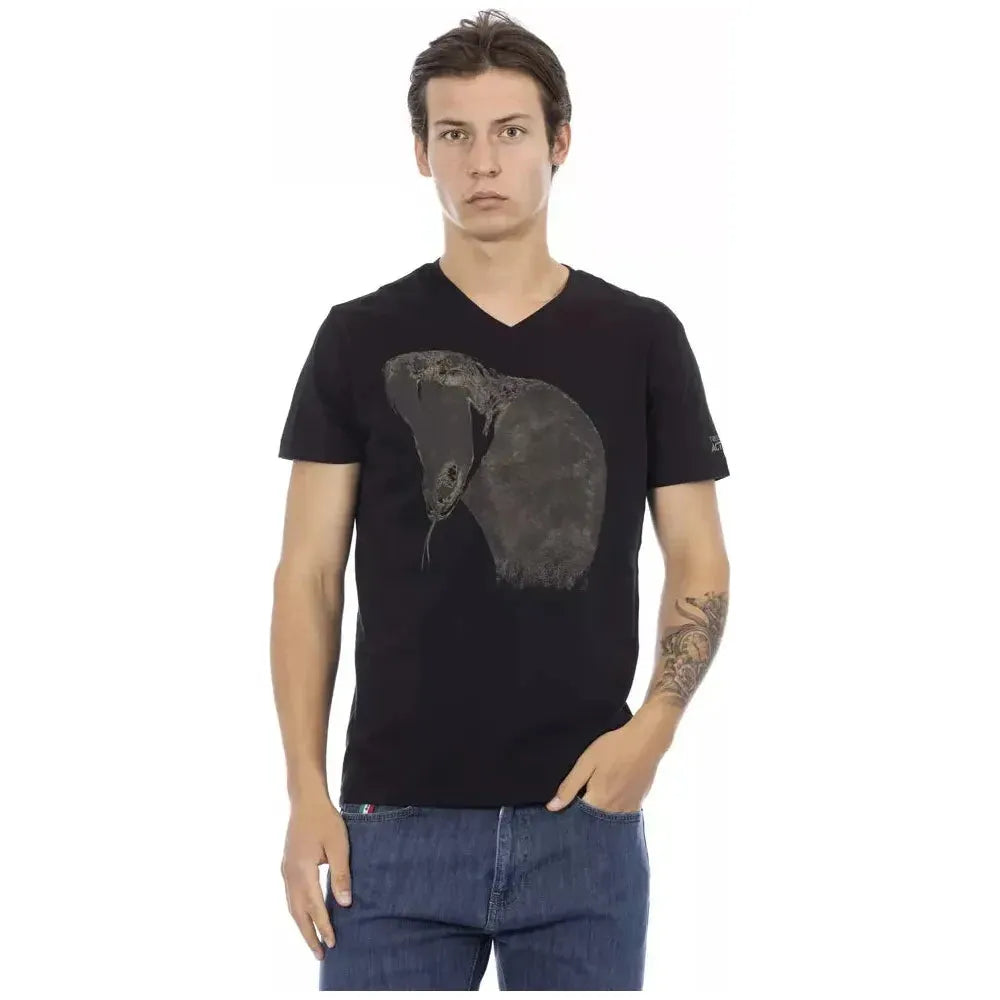 Trussardi Action Black Cotton T-Shirt