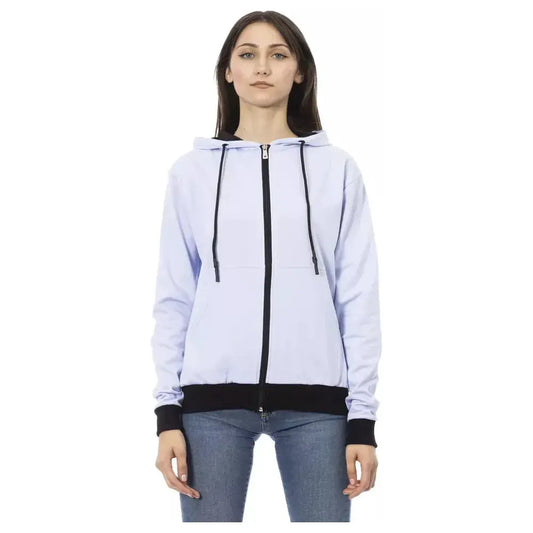Baldinini Trend Purple Cotton Women Sweater with Adjustable Hood BA-23100-M