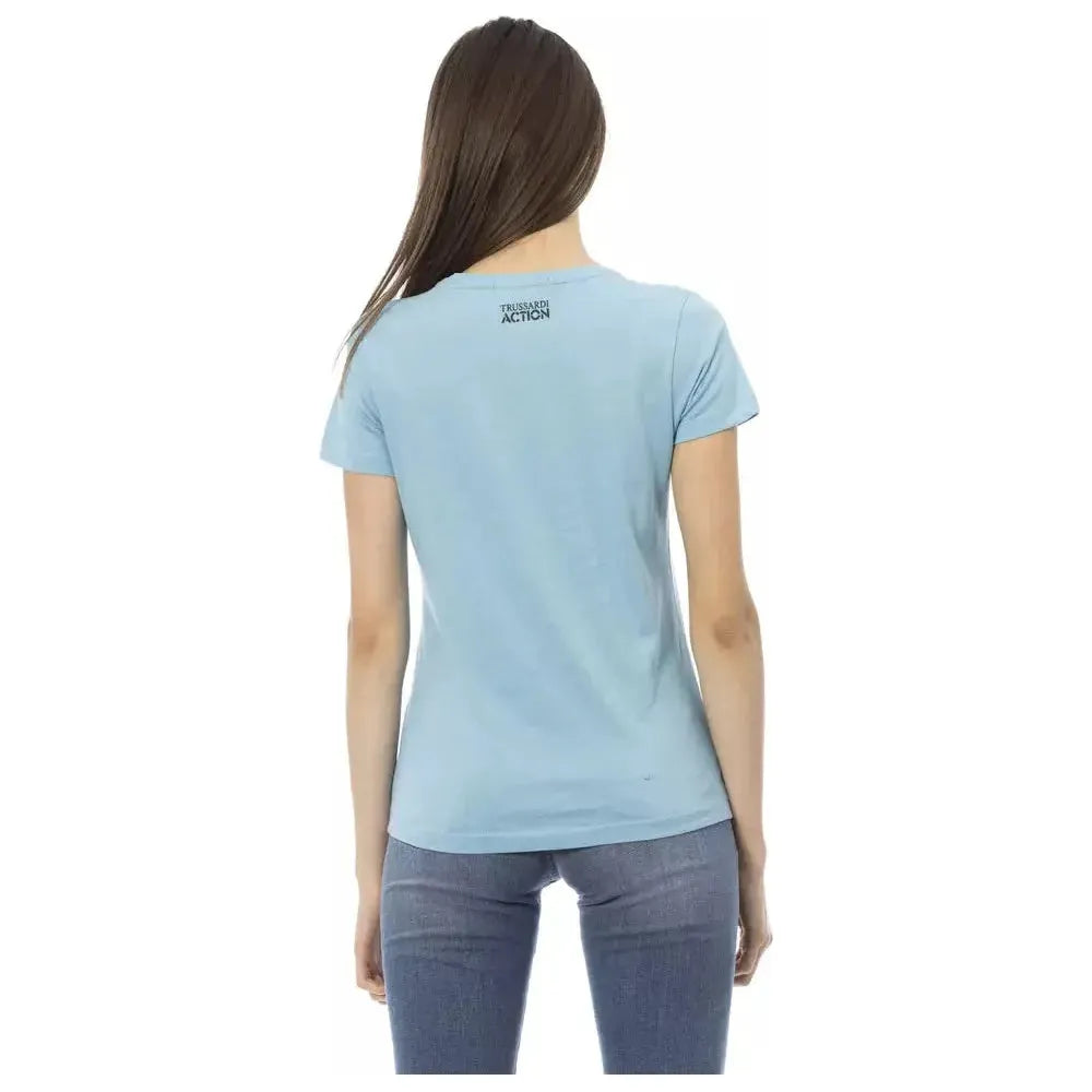 Trussardi Action Light Blue Cotton T-Shirt
