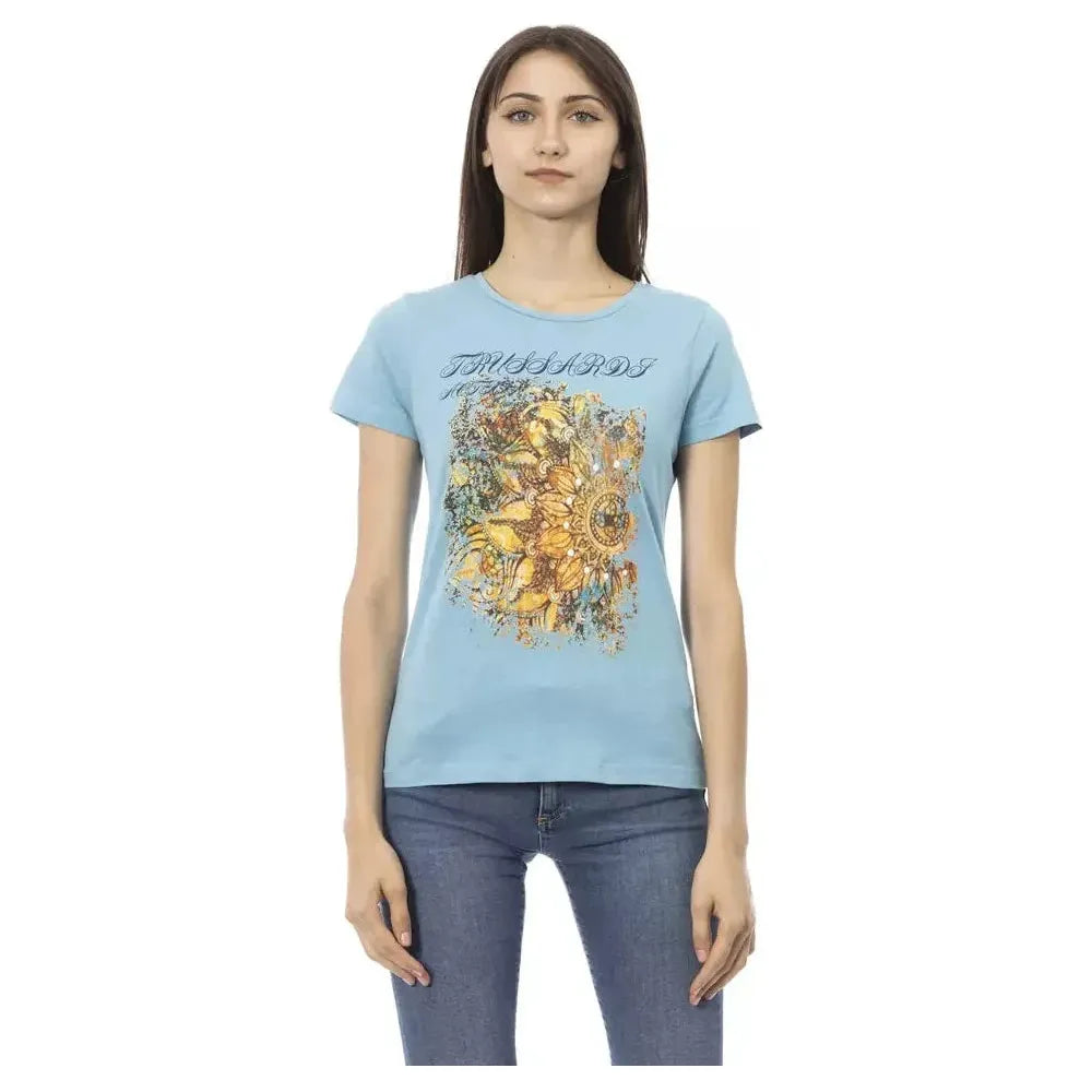 Trussardi Action Light Blue Cotton T-Shirt