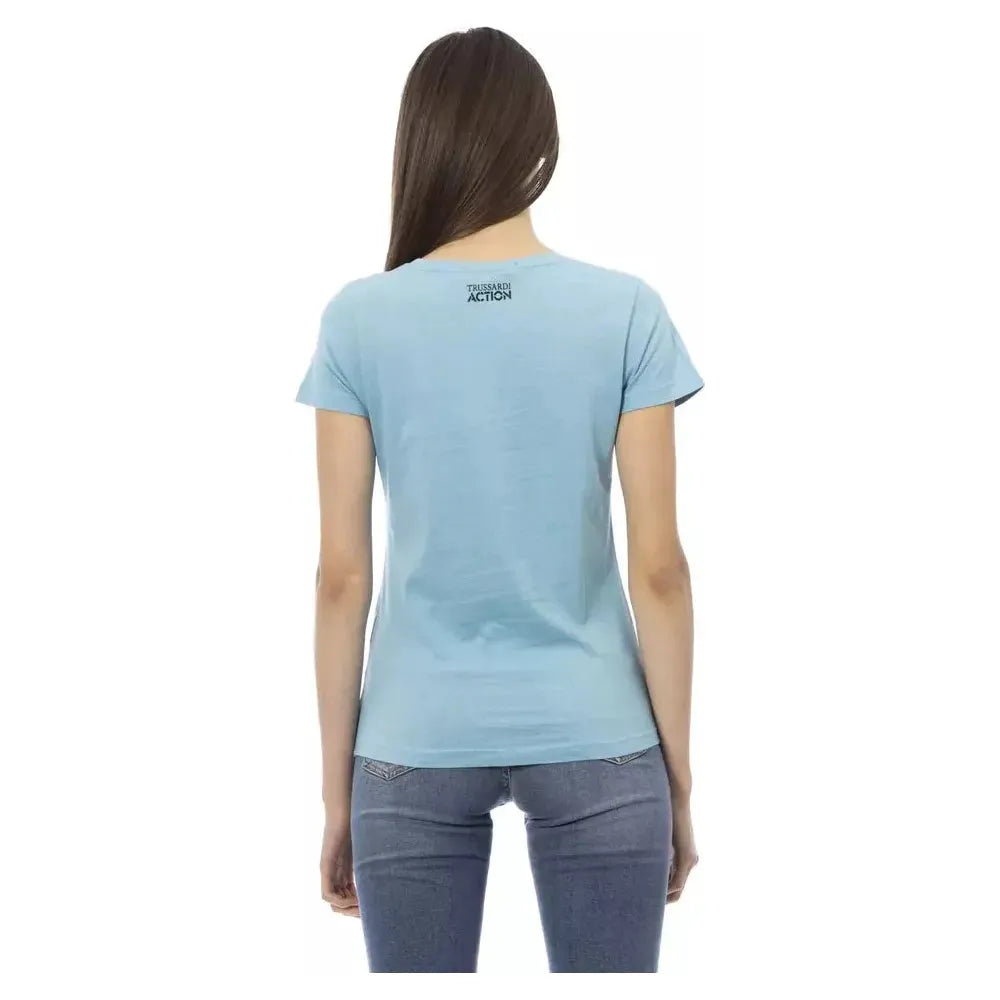 Trussardi Action Light Blue Cotton T-Shirt