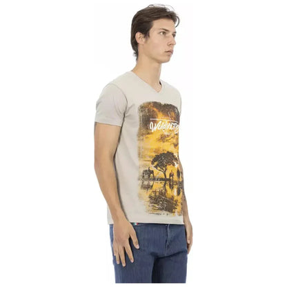 Trussardi Action Beige Cotton Men T-Shirt
