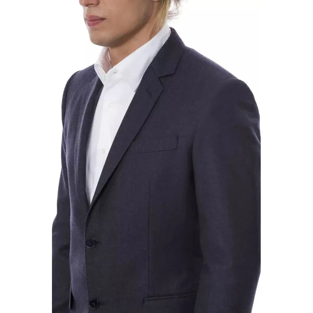 Verri Elegant Blue Wool Single-Breasted Blazer