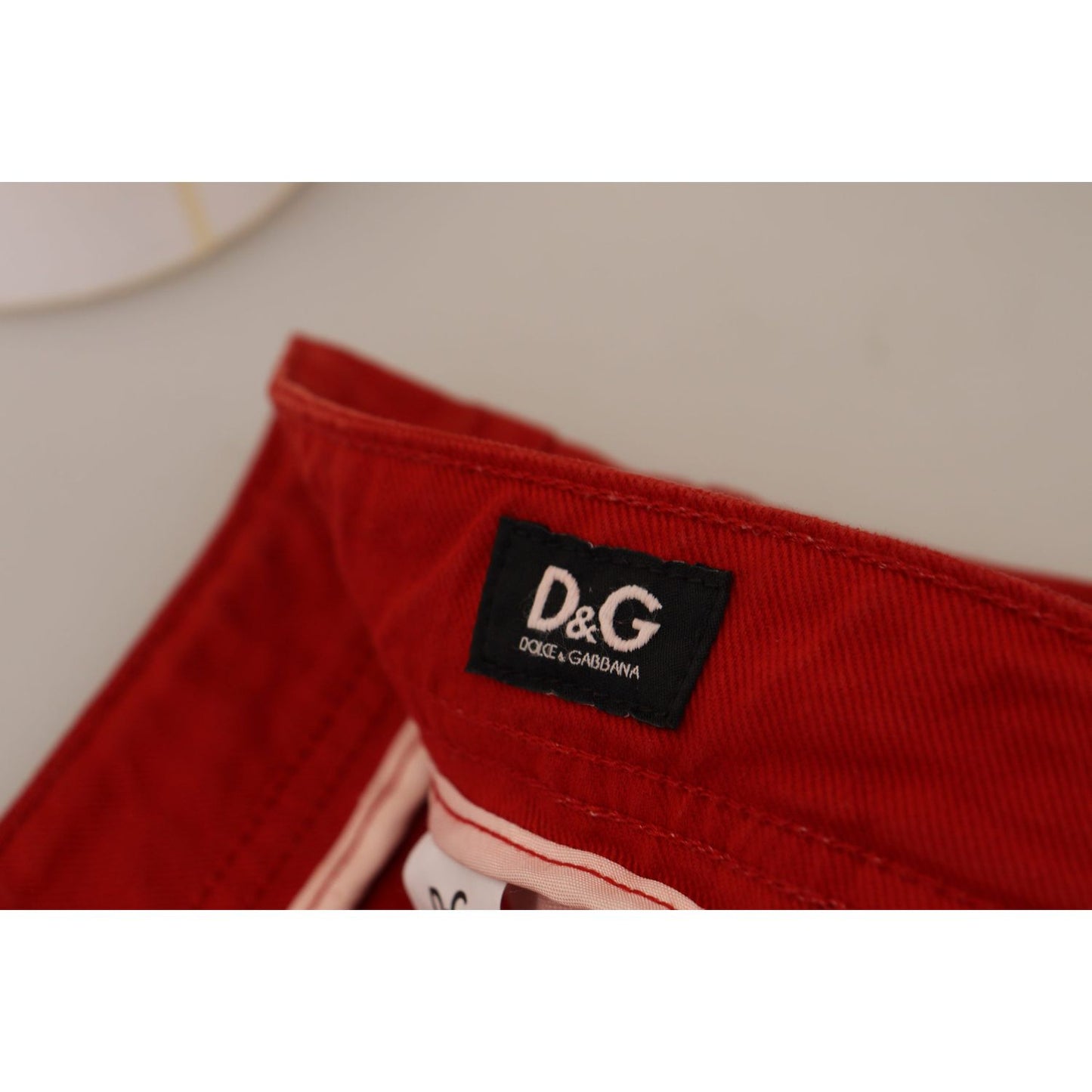 Dolce & Gabbana Red Cotton Straight Fit Men Denim Jeans