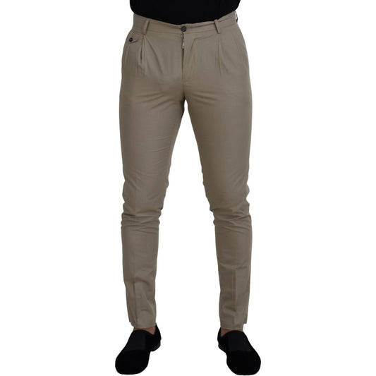 Dolce & Gabbana Beige Cotton Slim Fit Men Pants