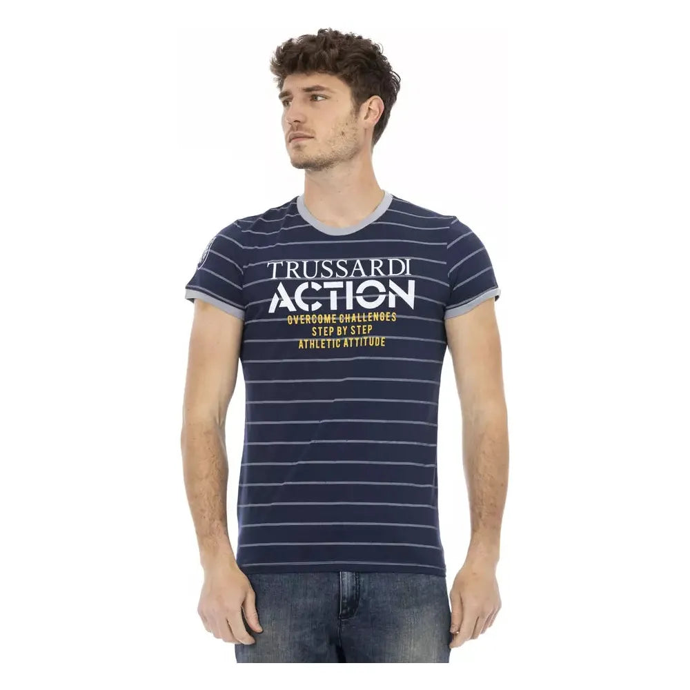 Trussardi Action Blue Cotton Men T-Shirt TR-22772-L