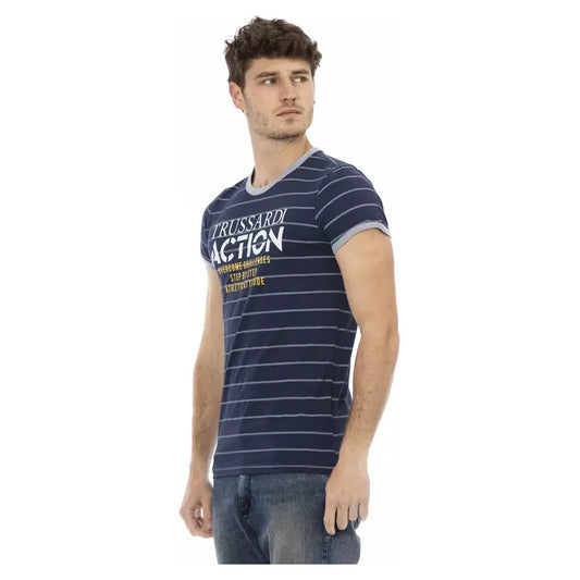 Trussardi Action Blue Cotton Men T-Shirt TR-22772-L