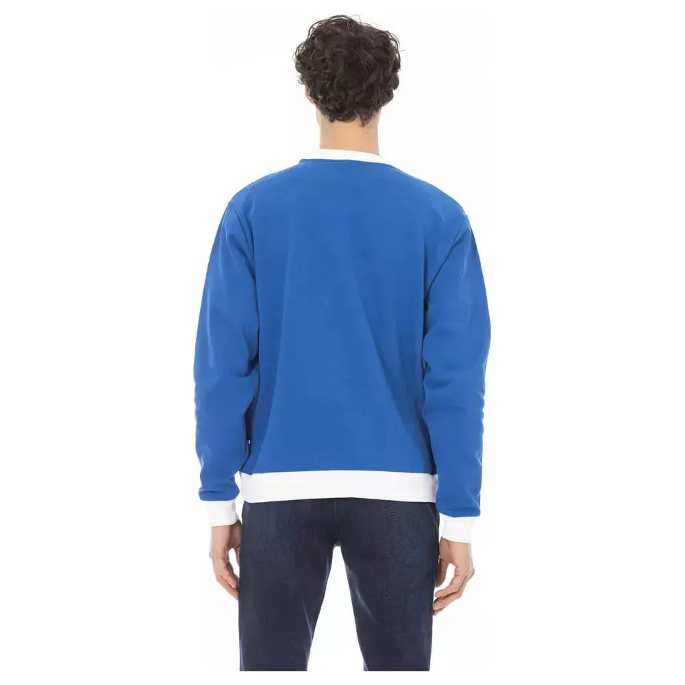 Baldinini Trend Blue Cotton Men Sweater BA-22666-3XL