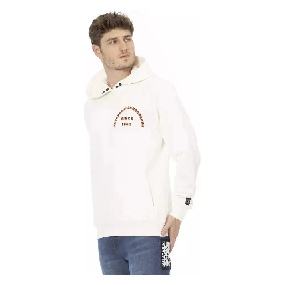 Automobili Lamborghini White Cotton Men's Sweater with Pockets