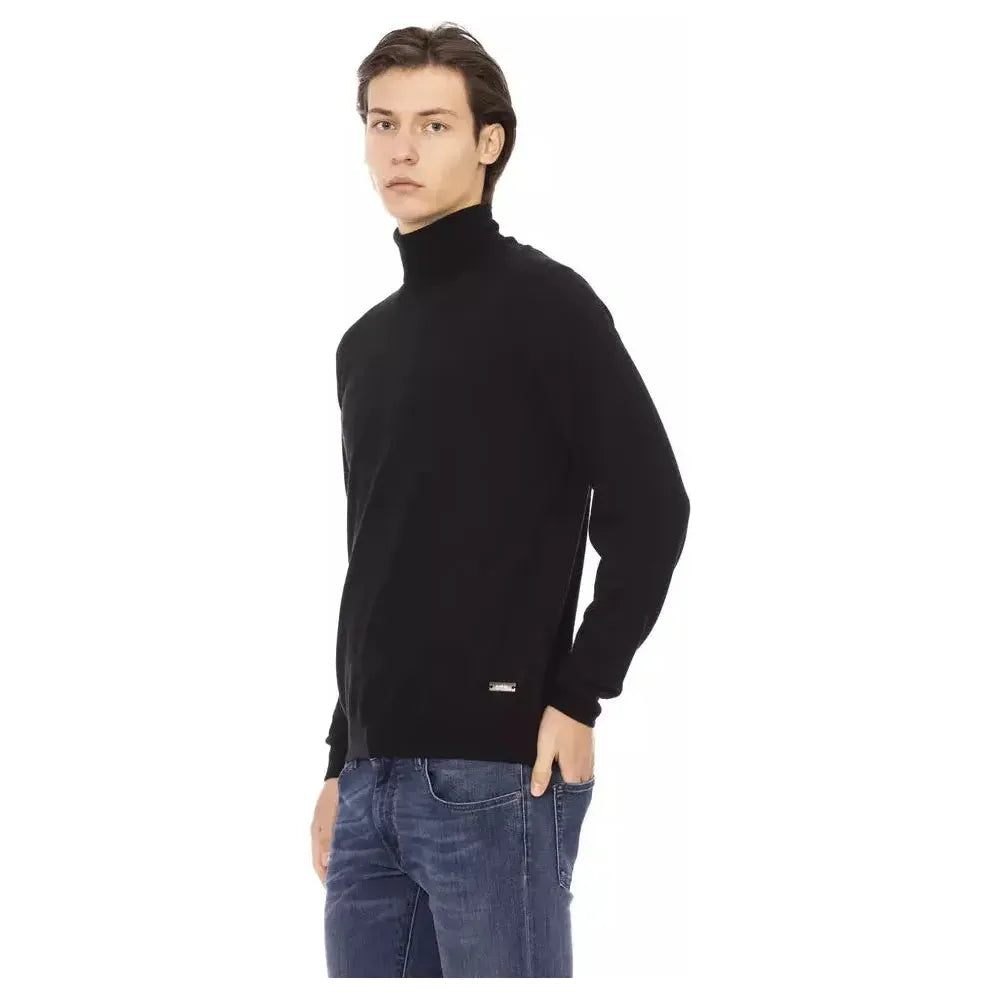 Baldinini Trend Black Fabric Men Sweater with Turtleneck Design