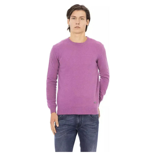 Baldinini Trend Purple Wool Men Sweater BA-22419-L