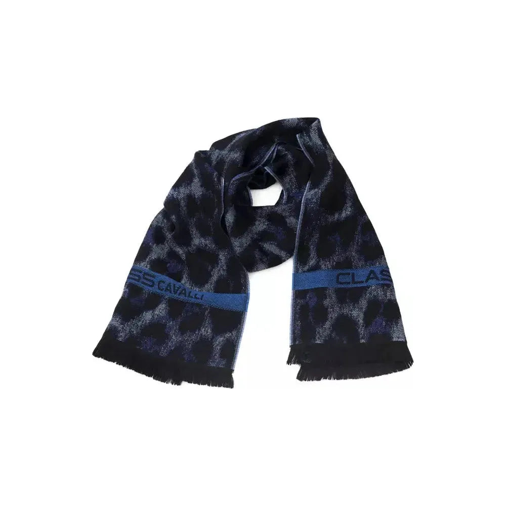 Cavalli Class Blue Wool Men Scarf CA-22209