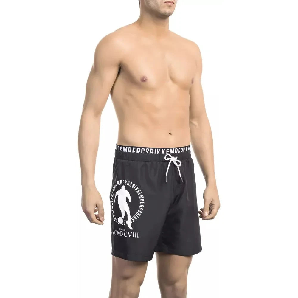 Bikkembergs Sleek Layered Swim Shorts with Logo Detail BIBE-21995-XL-FBB-191