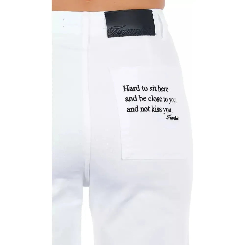 Frankie Morello White Cotton Women Cropped Trouser