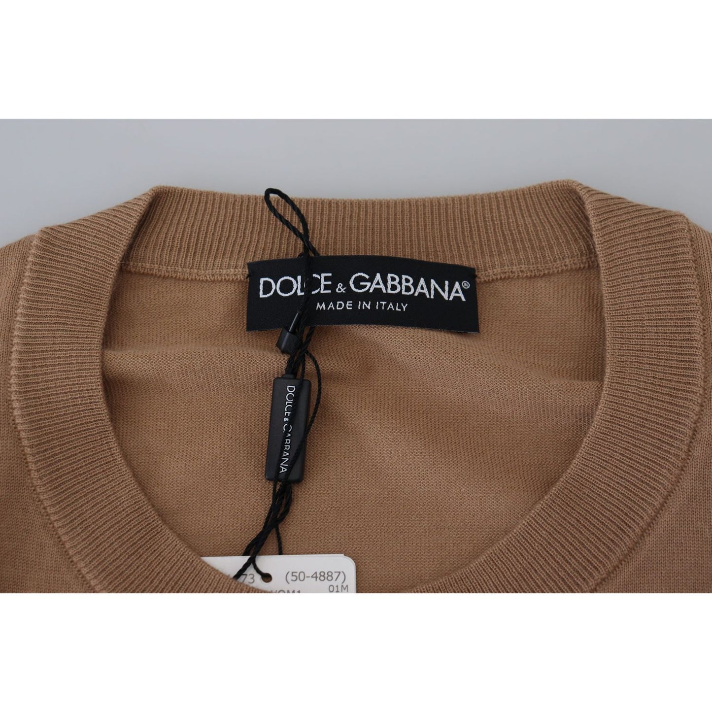 Dolce & Gabbana Beige Cashmere Crown Logo Pullover Sweater TSH83581- 48