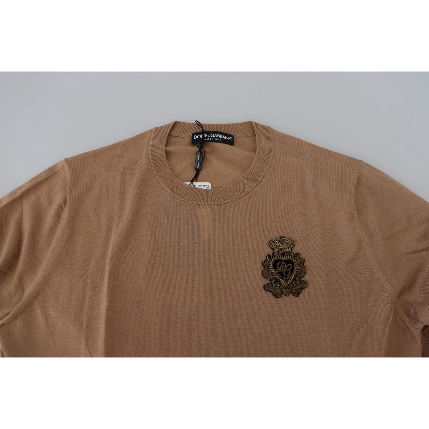Dolce & Gabbana Beige Cashmere Crown Logo Pullover Sweater TSH83581- 48