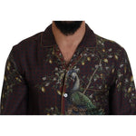 Dolce & Gabbana Bordeaux Ostrich Silk Satin Casual Mens Shirt TSH83583- IT3