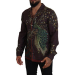 Dolce & Gabbana Bordeaux Ostrich Silk Satin Casual Mens Shirt TSH83583- IT3
