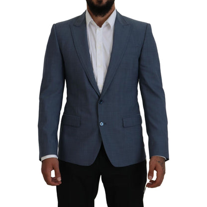 Dolce & Gabbana Blue Wool Stretch Slim Fit Jacket Blazer