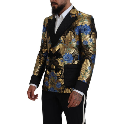 Dolce & Gabbana Gold Lurex Double Breasted Jacket Blazer Dolce & Gabbana