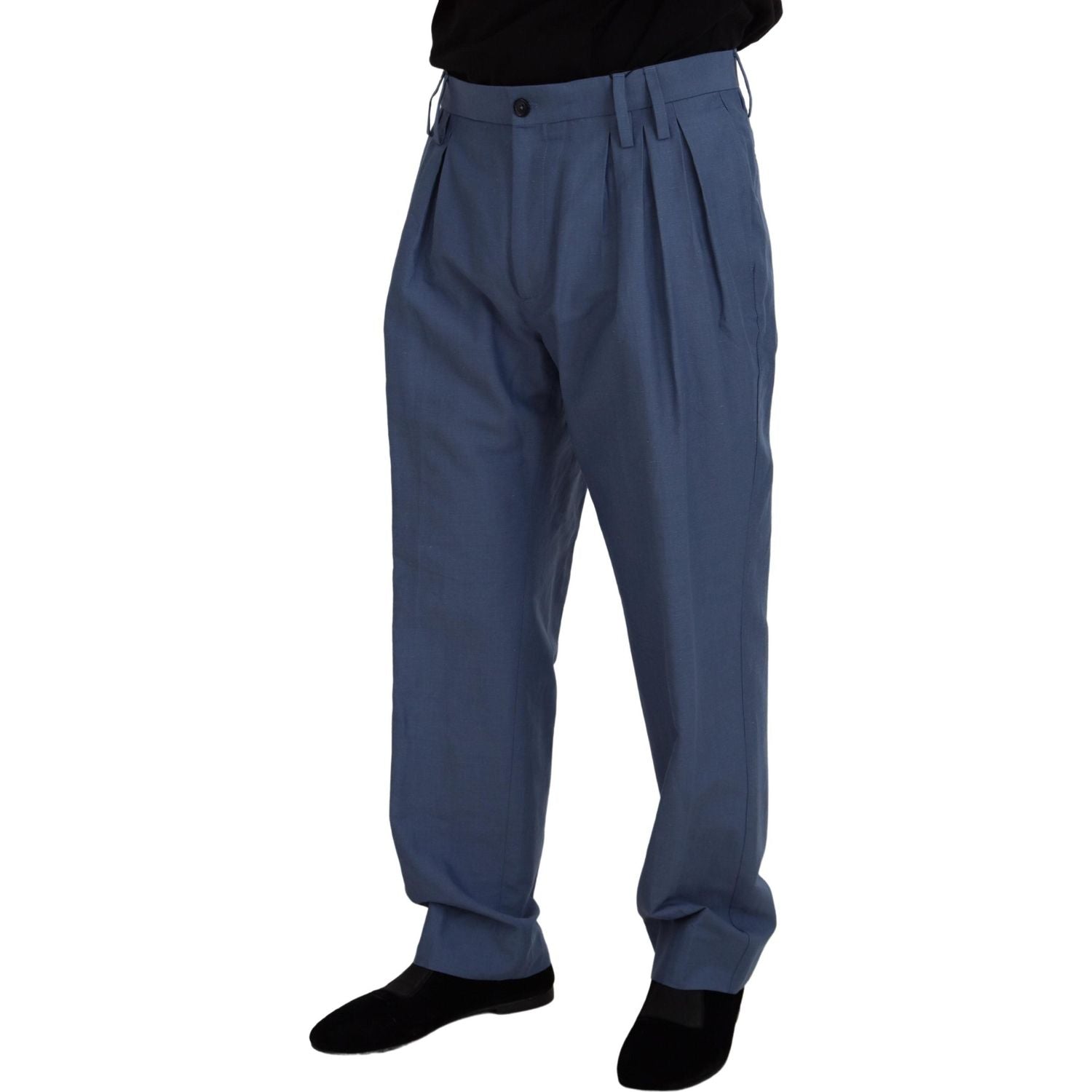 Dolce & Gabbana Blue Linen Chino Men Formal Pants