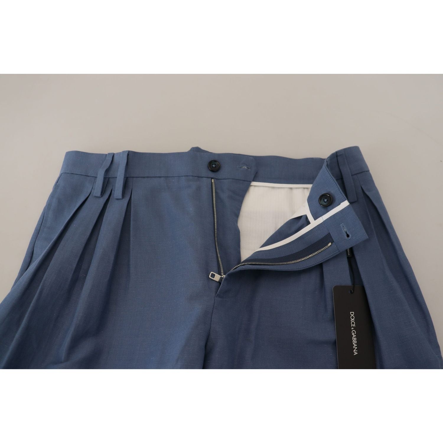 Dolce & Gabbana Blue Linen Chino Men Formal Pants