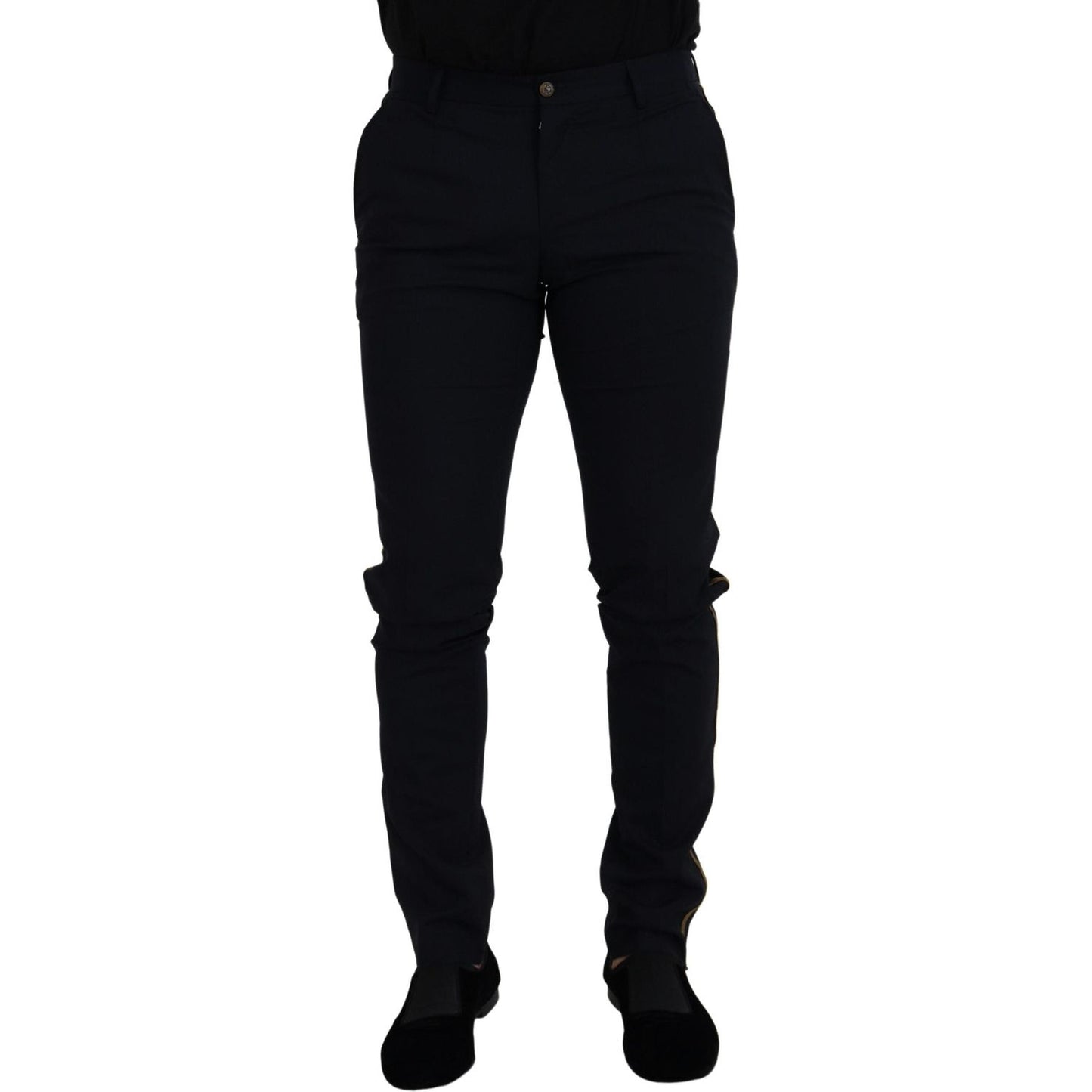 Dolce & Gabbana Black Wool Slim Formal Pants Dolce & Gabbana