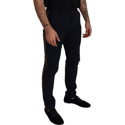 Dolce & Gabbana Black Wool Slim Formal Pants Dolce & Gabbana
