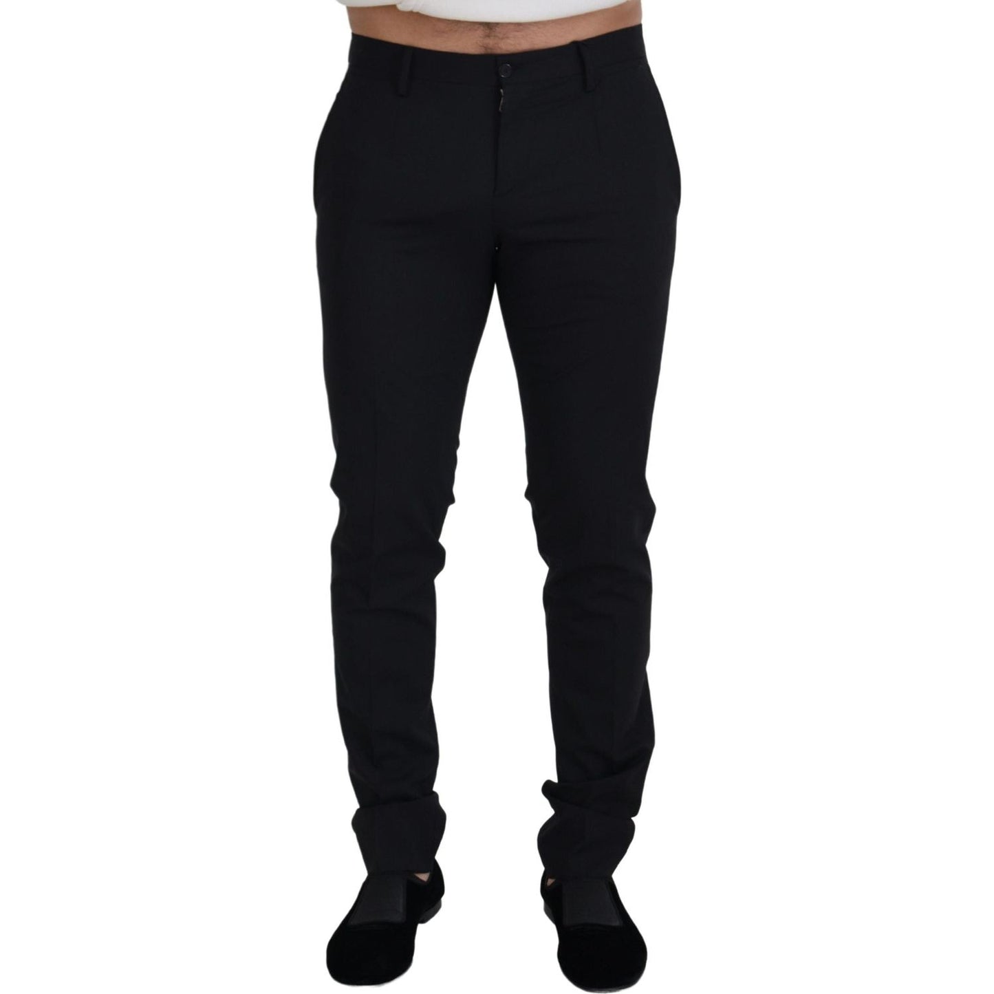 Dolce & Gabbana Black Wool Chino Formal Pants