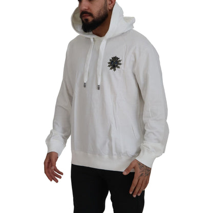 Dolce & Gabbana White Cotton Hooded Sweatshirt Sweater Dolce & Gabbana
