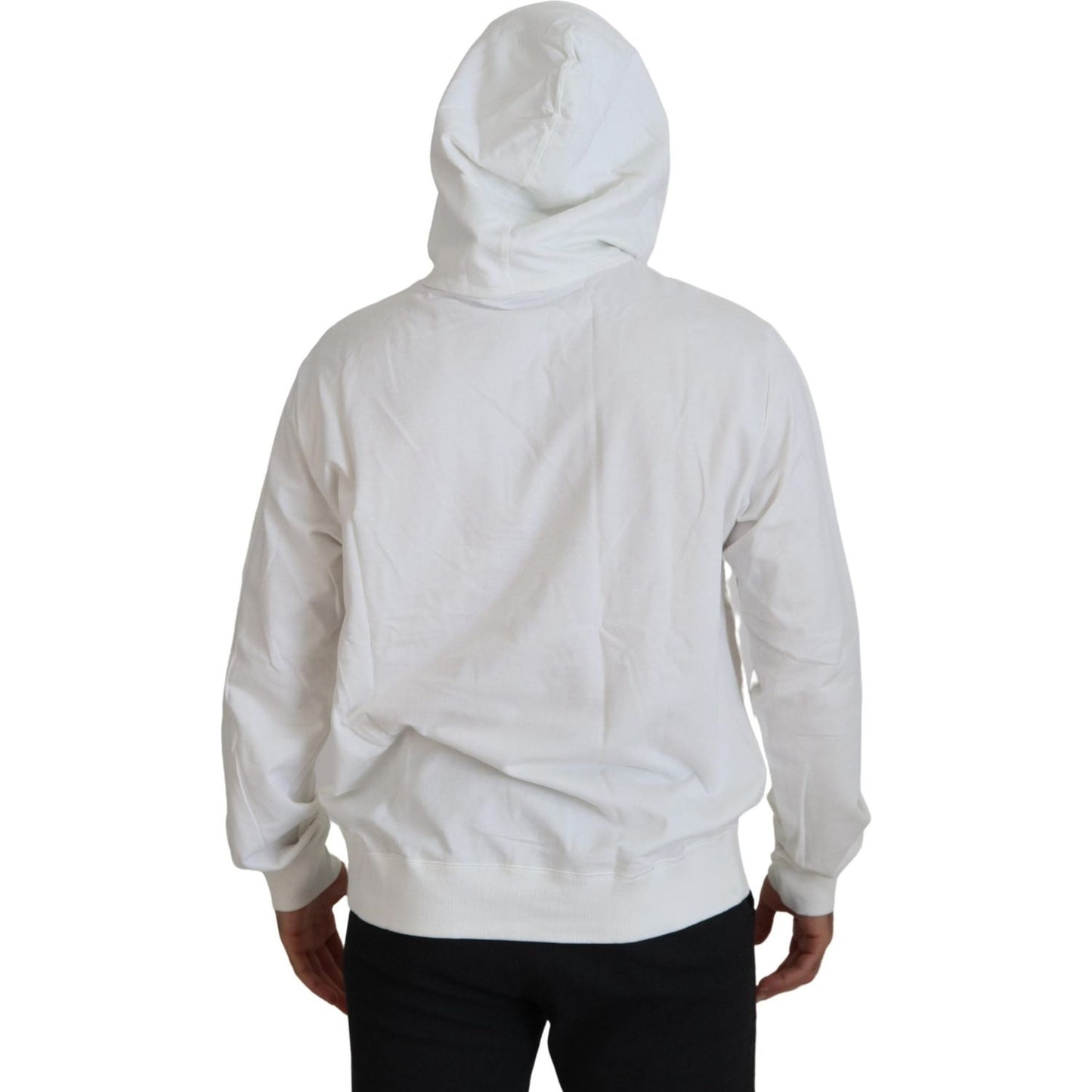 Dolce & Gabbana White Cotton Hooded Sweatshirt Sweater Dolce & Gabbana