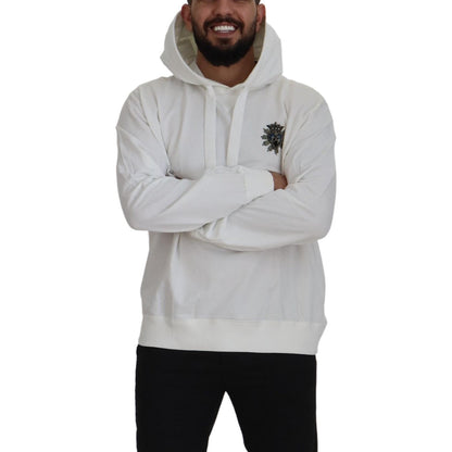Dolce & Gabbana White Cotton Hooded Sweatshirt Sweater Dolce & Gabbana