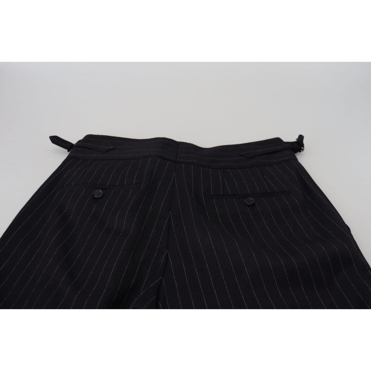 Dolce & Gabbana Black Wool Striped Chino Pants