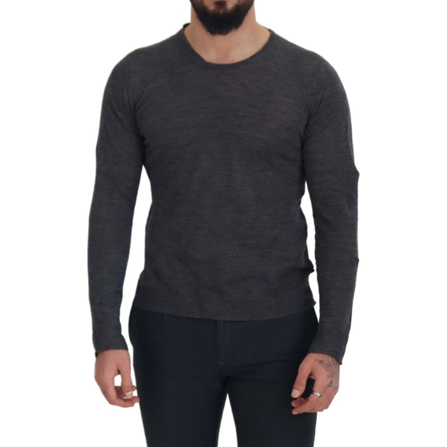 Costume National Gray Crewneck Pullover Sweater