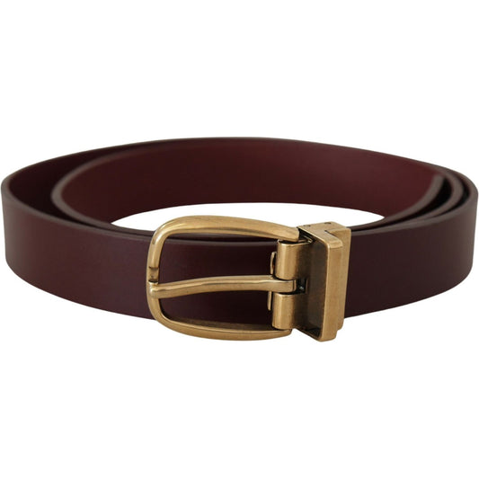 Dolce & Gabbana Brown Leather Classic Gold Metal Buckle Belt