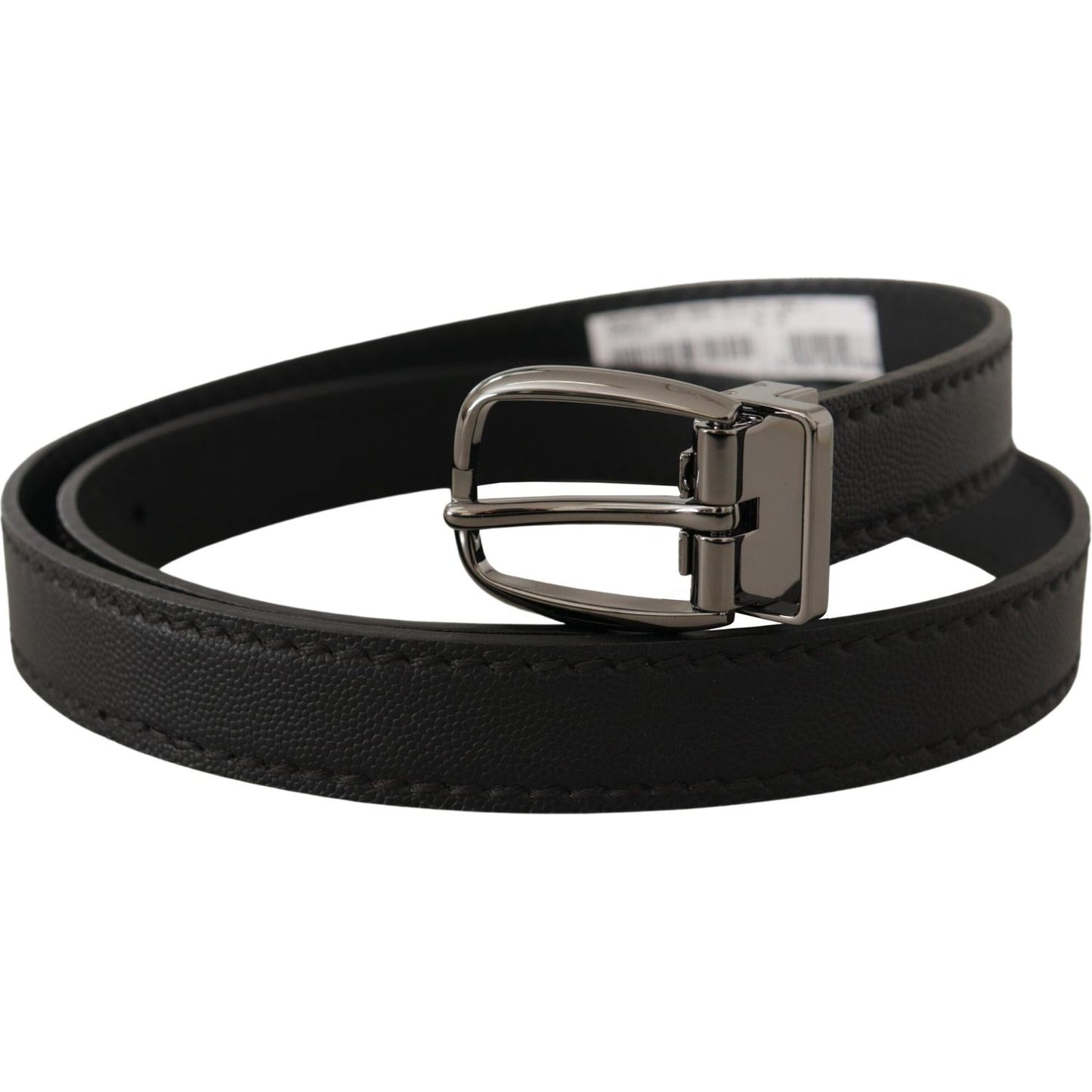 Dolce & Gabbana Black Leather Metal Logo Buckle Belt