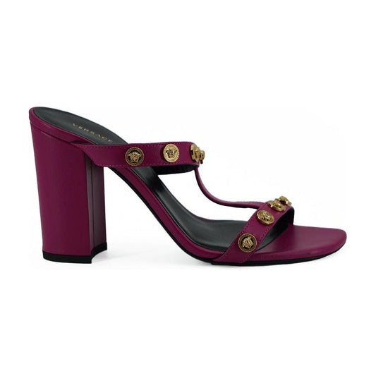Versace Elegant Purple Calf Leather High Sandals 8054712023743