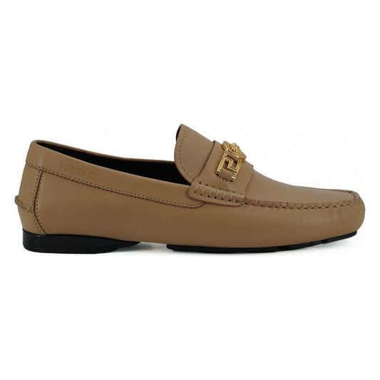Versace Exquisite Medusa Gold-Tone Leather Loafers 8056204197888