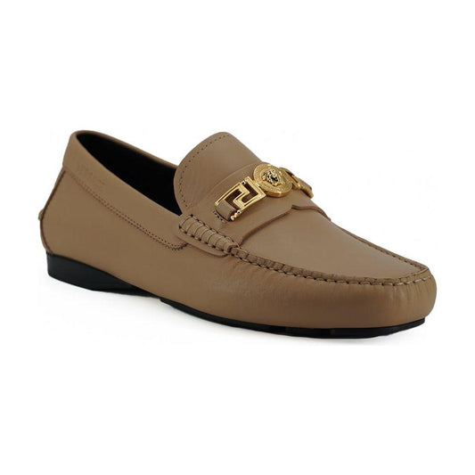 Versace Exquisite Medusa Gold-Tone Leather Loafers 8056204197888