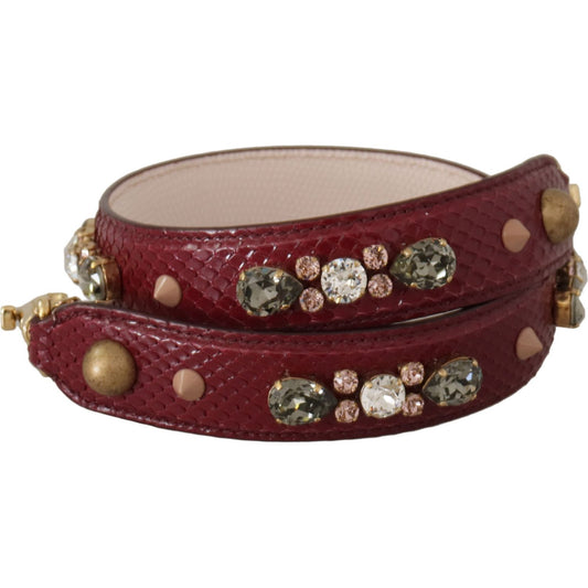 Dolce & Gabbana Bordeaux Leather Crystals Bag Shoulder Strap BEL8739