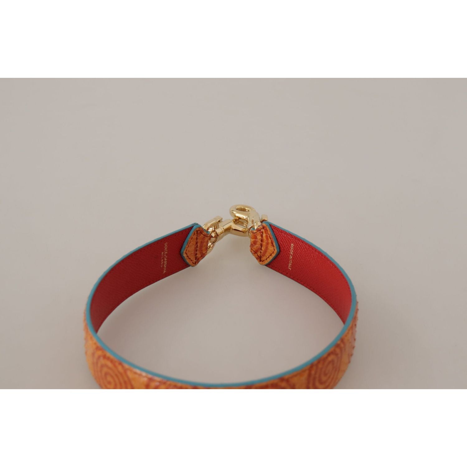 Dolce & Gabbana Orange Leather Swirl Print Bag Shoulder Strap