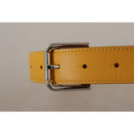 Dolce & Gabbana Yellow Leather Silver Tone Logo Metal Buckle Belt BEL8442 - 60